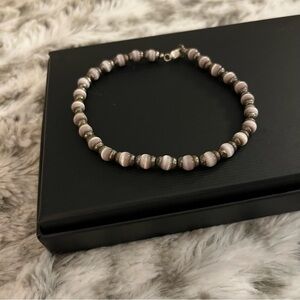 Pink Cats Eye Sterling Silver Large Bracelet or Anklet